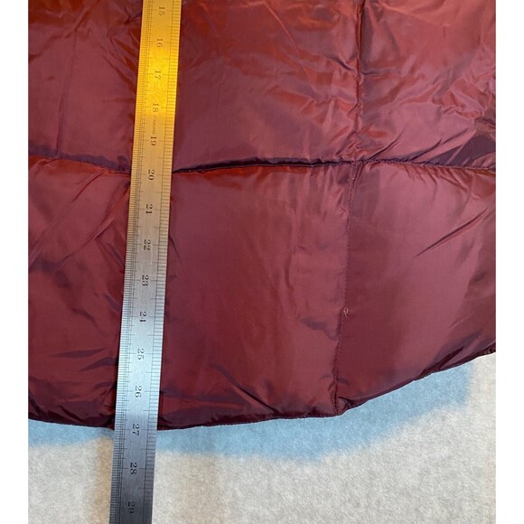 Lands End Puffer Vest Jacket Womens Small 8 Dark Burgundy Goose Down Snap Button - Picture 12 of 15